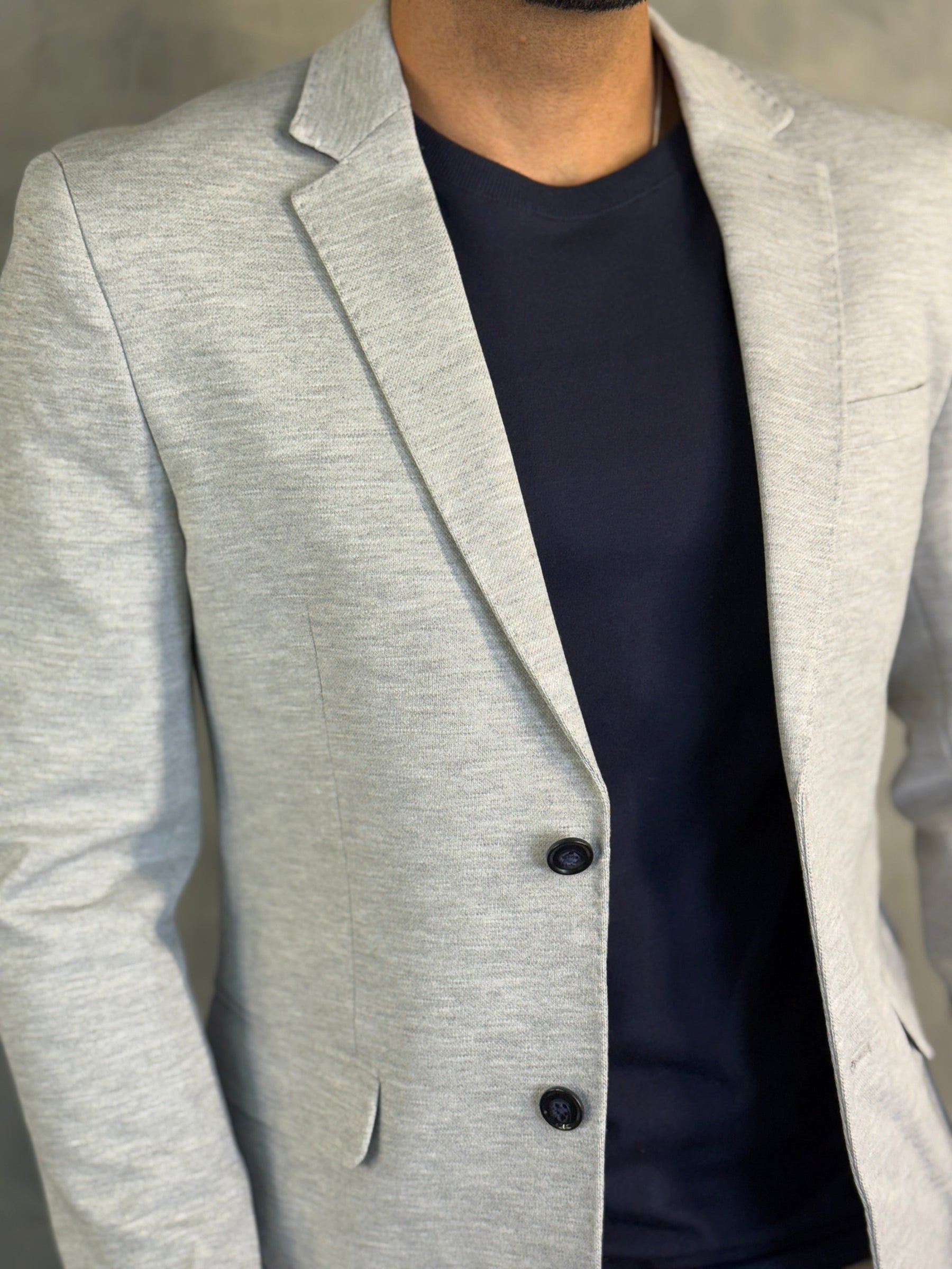 BLAZER MALHA POLIAMIDA PONTO H CINZA