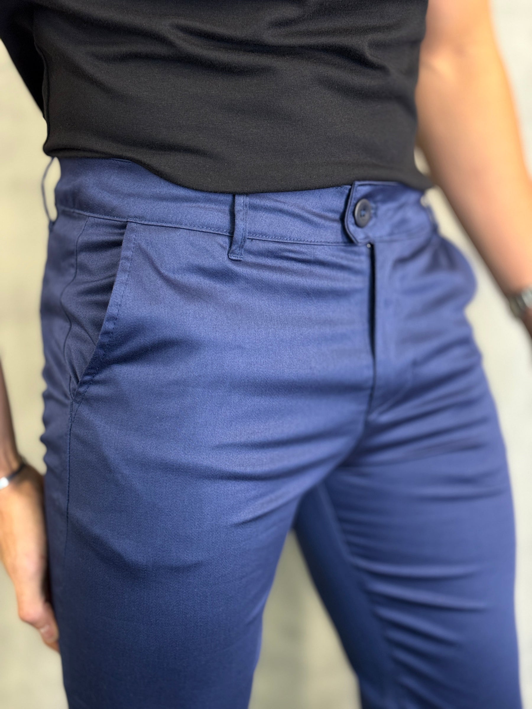 CALÇA SARJA ACETINADA PONTO H MARINHO