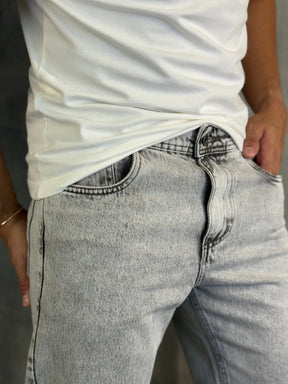 CALÇA JEANS SLIM CROPPED FOCATTO CINZA