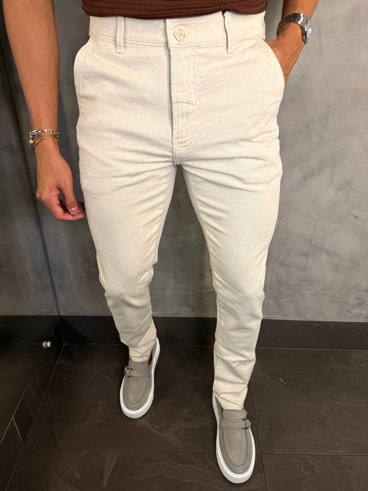 CALÇA SLIM CHINO SELECT DLZ LINHO