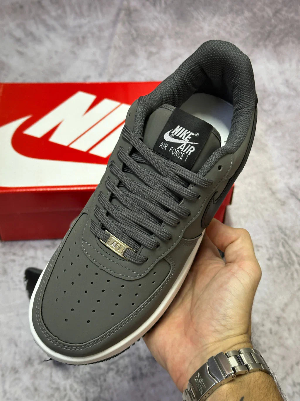 Tênis Masculino Nike Air Force 1 Cinza Escuro Premium